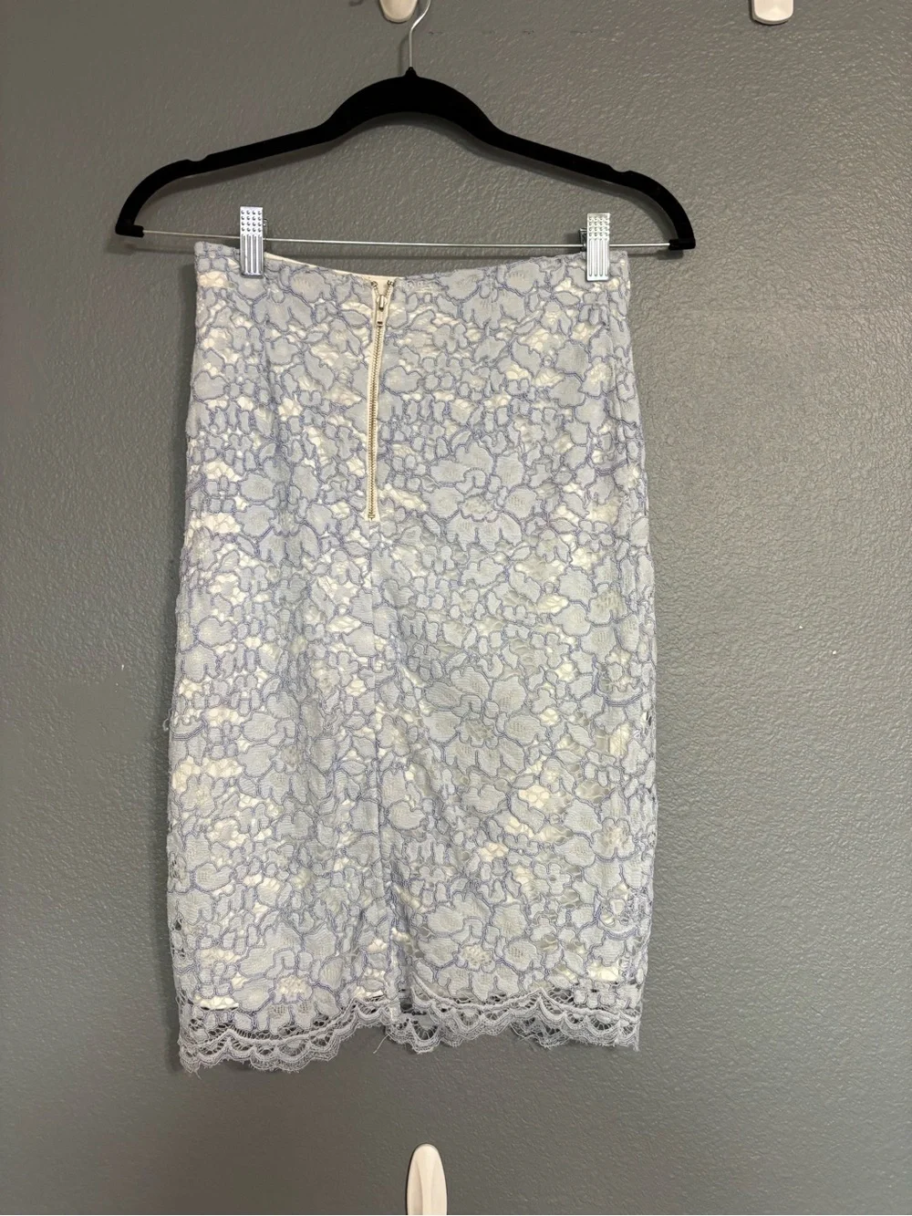 NBD x Naven Twins Lace Pencil Skirt XS Baby Blue Floral Lace Lined
